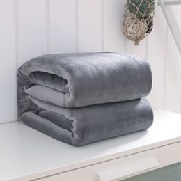 2024 Spring Flannel Blanket Silver Grey Fleece Blankets Throw Quilts Bed Linen Sheet Blue Bedspreads Home Textile 150*200cm 1pc