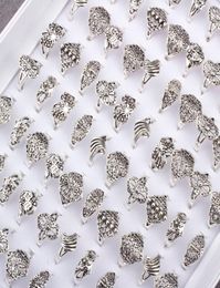 100Pcs Mix style Flower Elegant Alloy Band Rings Vintage Rings for women Jewelry Whole lots1854559