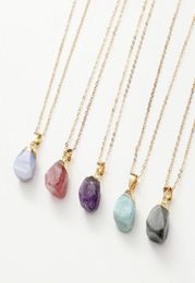 Reiki Healing Crystal Stone Pendant Necklace Irregular Natural Raw Amethyst Gemstone Necklaces for Womens5283069