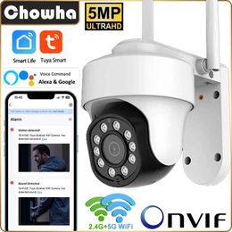 IP Cameras Tuya Smart Outdoor WiFi Camera 5MP Waterproof Security Wireless Surveillance Camera Colour Night Vision Alexa IP Camera 240413