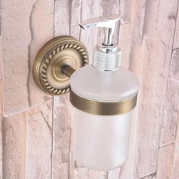 Liquid Soap Dispenser Kitchen Bathroom Hardware Accessories Antique Brass Wall Mount Scrub Glass Dba262