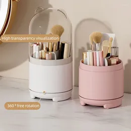 Storage Boxes 360°Rotating Makeup Brush Box Cosmetic Dustproof Desktop Organizer Lipstick Eyebrow Pencil Eye Shadow Holder