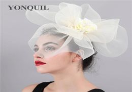 Women Mesh Flower Big Fascinator Hats Wedding Keny Derby Ascot Chapeau Bridal Tulle Occasion Headpiece fashion Ladies SYF4171458409