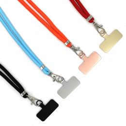 150cm Universal Adjustable Phone Lanyard Strap With Metal Card Gasket Mobile Phone Hanging Rope Neck Straps Anti-lost Lanyards