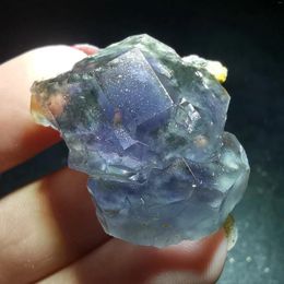 Decorative Figurines 21gNatural Rare Purple Fluorite Cluster Mineral Geology Teaching Specimen Aura HEALING CRYSTAL QUARTZ GEM Home