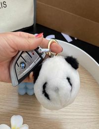 Cute little panda car key chain Korean design ins Plush Doll Bag pendant9384241