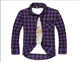 New Men039s Long Sleeved Flannel Casual Plaid Shirt Men Chequered Dress Shirts Slim Stylish Fashion 3778814