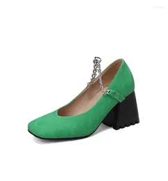 Dress Shoes Oversize Large Size Big High-heeled Square Toe Thick Heel Are Simple And Fashionable