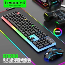 Keyboard Mouse Combos GTx350 Glow and Set Russian Arabic Wired Mechanical Touch Gaming Computer H240412