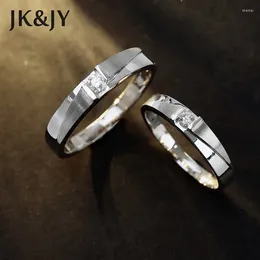 Cluster Rings JK&JY 18K White Gold Natural Diamond Couple Wedding Ring Shining Eternal Band Fine Jewelry Customizable