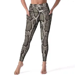 Active Pants Faux Boa Snakeskin Yoga Animal Skin Print Fitness Leggings High Waist Stretch Sport Funny Design Legging Gift