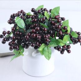 Decorative Flowers 10 Pieces El Bedroom Decoration 20cm Wine Red Foam Blueberry Home Living Room Decor Plastic Artificial Flower