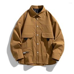 Men's Jackets Spring Vintage Shirt Lapel Jacket Men High Quality Button Coat Solid Colour Outerwear Comfortable Streetwear Casual Clothing