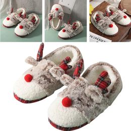 Slippers Women Christmas Elk House Non-slip Warm Fluffy Home Cotton Shoes For Winter Indoor