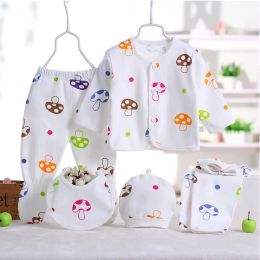 Trousers 5piece Spring Fall Newborn Outfit Baby Girls Boys Clothes Cartoon Cute Cotton Long Sleeve Tops+pants Infant Clothing Sets Bc1150