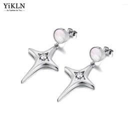 Stud Earrings YiKLN Trendy Stainless Steel Rhinestone Cross Star For Women Statement Charms Shell Basic Jewellery YE23201