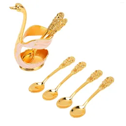 Decorative Figurines Swan Spoon Set Washable Multipurpose Space Saving Smoother Corners Coffee Easy To Use For Shop