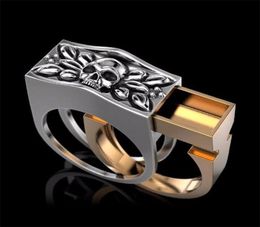 Mens Fashion Accessory 925 Silver Skull Ring Cinerary Casket Compartment Memorial Anniversary Gift Skeleton Rings Size8783537