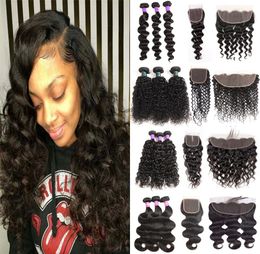 Brazilian Loose Deep Wave Human Hair With Lace Frontal Closure 13x4 Lace Frontal With Water Wave Straight Body Wave Kinky Curly Ha3588035