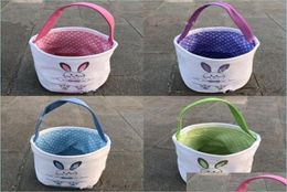 Other Festive Party plies Lovely Canvas Bucket Bag Diy Handmade Rabbit Pattern Easter Gift Candy Hand Basket Mticolor Holiday Dhuzp8733780