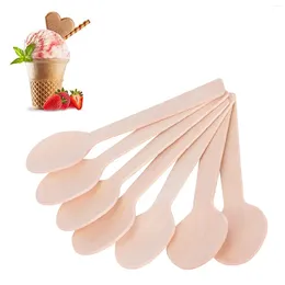 Spoons 100PCS Disposable Wooden Mini Kitchen Ice Cream Dessert Spoon Tableware 10CM