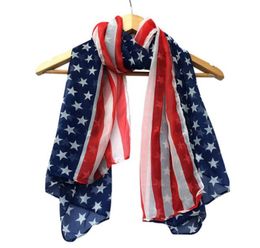 Scarves American Flag Pentagram Chiffon Scarf Fashion Scarves USA Flag Scarf ic Stars and Stripes American flag Scarf for wom WCW0875354815