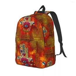 Backpack Orange Hamsa Hand Teen Vintage Print Durable Backpacks Polyester Novelty High School Bags University Colourful Rucksack