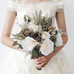 Decorative Flowers Stunning Bridal Bouquet - Elegant For Wedding Ceremony Low Maintenance Indoor Or Outdoor Supplies Decoration