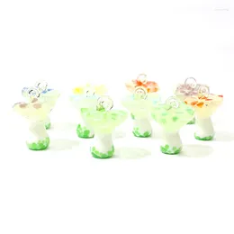 Decorative Figurines 5Pcs Lovely Fluorescence Color Mushroom Charm Glass Pendant DIY Women's Jewelry For Necklace Bracelet Earring Making