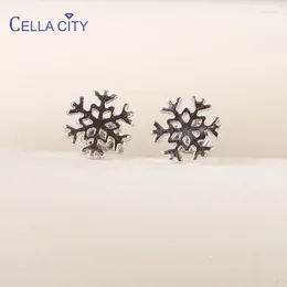 Stud Earrings Cellacity Simple Solid Silver 925 Jewelry Snowflake Classic Christmas Ear-studs Presents For Girlfriend Party Gift