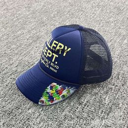Gary Dept. hat GP hand painted graffiti mesh Truck Driver Hat casual letter baseball cap summer