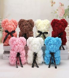 Valentines Day Gift 25cm Rose Teddy Bear Rose Flower Artificial Decoration Birthday Party Wedding Decor Girlfriend Gift8784570