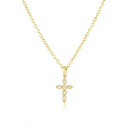 Popular Ins Style Classic Diamond Set Zircon Cross Collarbone Necklace