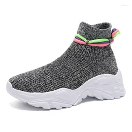 Casual Shoes Solid Colour Trend Sports Fashion Elastic Couple Socks Mesh Breathable Student Platform Sneakers 2024