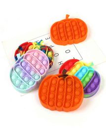 Halloween Pumpkin Shape Pioneer Rainbow Kids Toys Sensory Autism Stress Relief Push Bubble Silicone Decompression Puzzle Toy Game G653696613