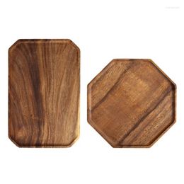 Plates Acacia Wood Plate Serving Tray Snack Fruit Home Party Platter Kitchen Dishes Coffee Tea Wooden Tableware