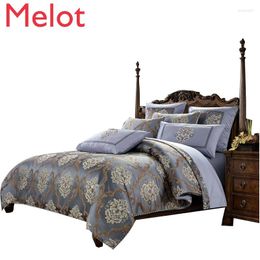 Bedding Sets High-End Bed Cover Four-Piece Set Tribute Silk Jacquard Home Textile Sheets Quilt All Cotton Pure