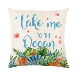 Linen Cushion Cover Summer Sea Breeze Pillow Case