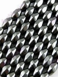 MIC 500 Pcs Black Magnetic Hematite Faceted Rhombus Seed Rice Beads Loose Beads Jewellery DIY Sell2370794