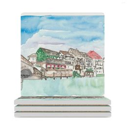 Table Mats Strasbourg Alsace France Petite Ill Waterfront Ceramic Coasters (Square) Cute Cup Set Slate Creative