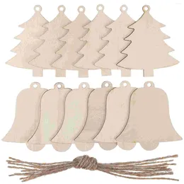 Decorative Figurines 40 Pcs Christmas Wooden Decor Unfinished Pendants Tree Bell Ornaments