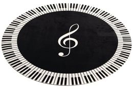 Carpets Carpet Music Symbol Piano Key Black White Round NonSlip Home Bedroom Mat Floor Decoration4188360