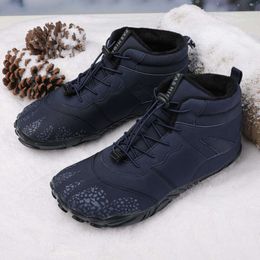 Winter Plush and Thick Snow Boots for Men Warm Comfortable Couple High Top Five Finger Cotton Shoes Women