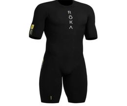 ROKA Back zipper Mens Cycling Skinsuit Triathlon Trisuit Short Sleeve Speedsuit Maillot Ciclismo Running Clothing 2206207383710