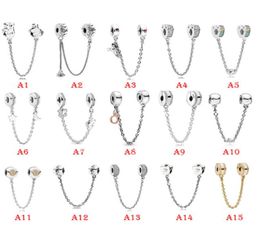 NEW 925 Sterling Silver Fit Charms Bracelets Safe Chain Rainbow Love Heart Crown Gold Charms for European Women Wedding Original Fashion Jewelry1398840