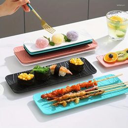 Plates Japanese Style Sushi Pasta Plastic Curved Edge Design Tree Texture Dining Plate Dessert Cake Tray Barbecue Dish Snack PlateTray