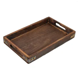 Plates Vintage Wooden Serving Tray Rectangular Ottoman With Handles Sandwich Rustic Farmhouse Decorative For Breakfast