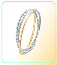 Simple Stainless Steel ThreeinOne Wedding Ring for Women Triple Band Interlocked Rolling Rings Promise Anniversary Jewelry5431182