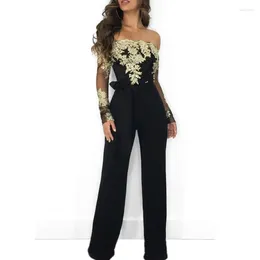 Women's Pants Ladies Casual Lace Neck Wide Leg Jumpsuit Boat