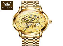 OLEVS Top Luxury Brand Skeleton Diamond Watch Fashion Trend Luminous Mechanical Men039s Watch9806428